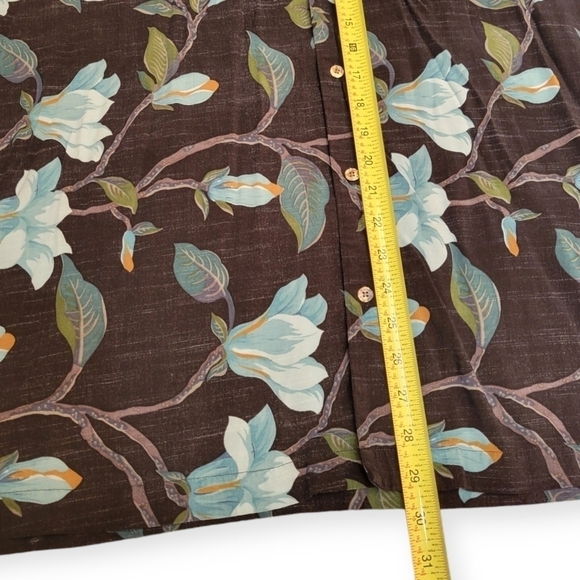 Tommy Bahama Hawaiian Floral Button Up Shirt Top Men's Size XXL Blue Green - Picture 6 of 9